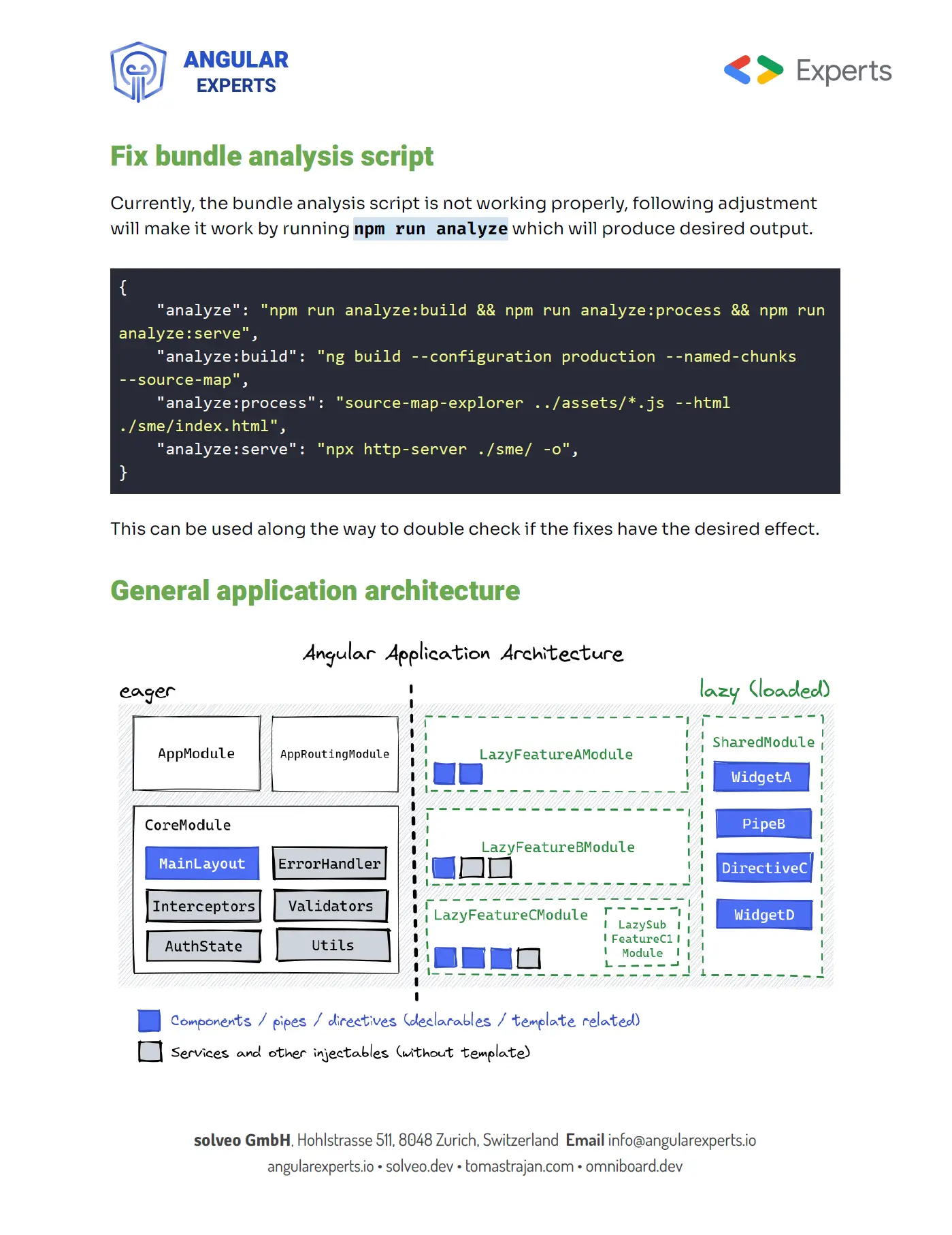 Example page of the Angular project review document by Angular Experts